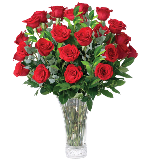Red roses bouquet front size