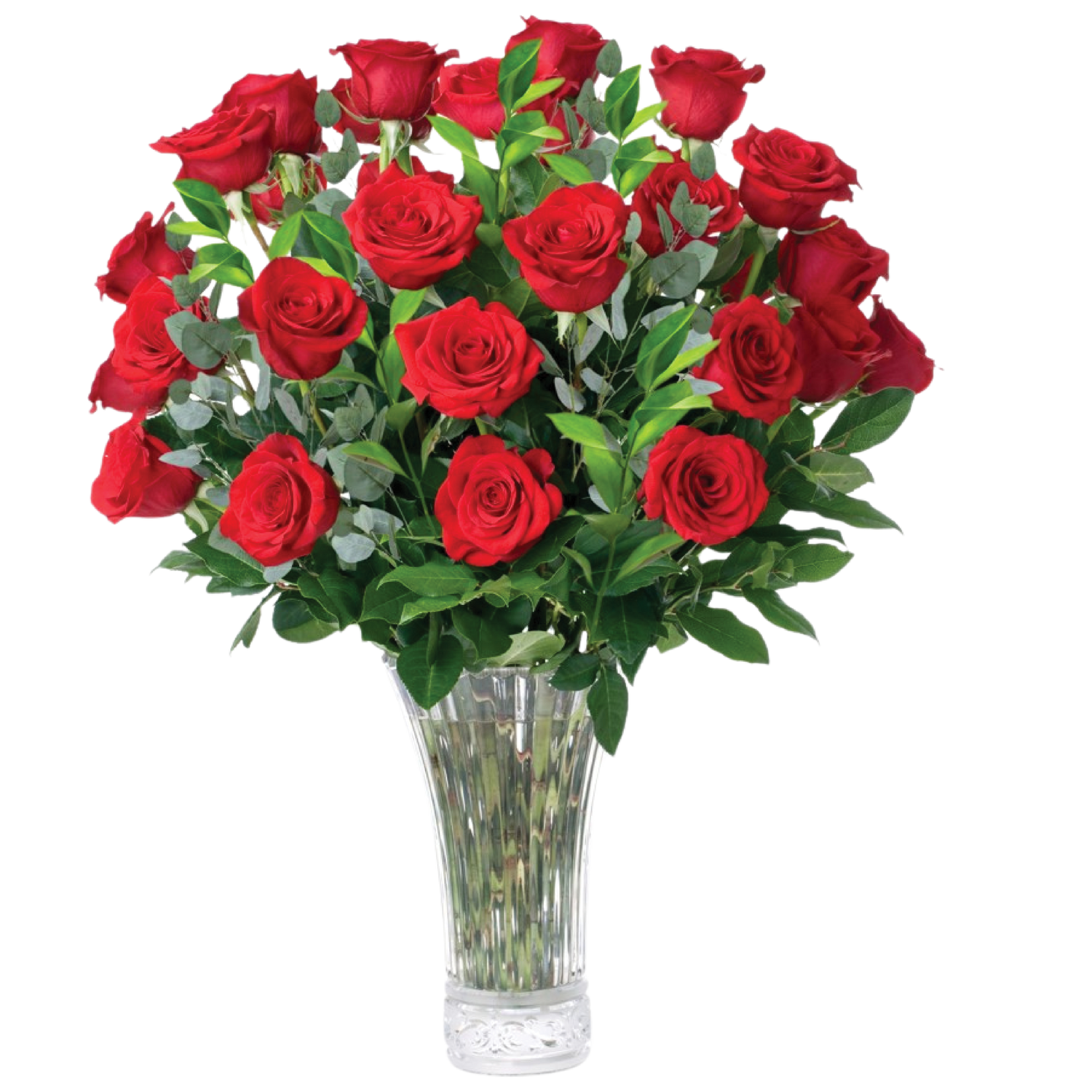 Red roses bouquet front size